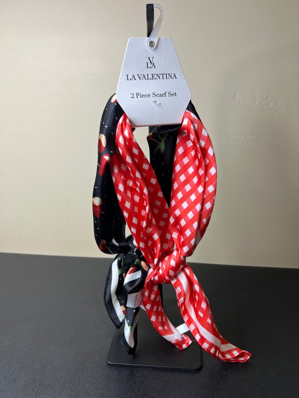 LA Valentina | Red Gingham & Cherry 🍒 Summer Spring Scarves Set